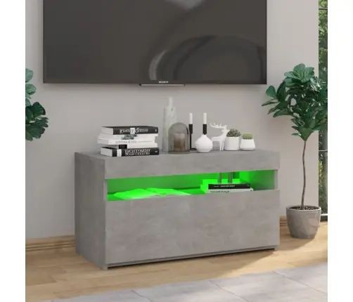 Tv Skapītis Ar Led Lampiņām, Betona Pelēks, 75X35X40 Cm Vidaxl