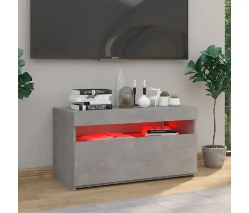 Tv Skapītis Ar Led Lampiņām, Betona Pelēks, 75X35X40 Cm Vidaxl