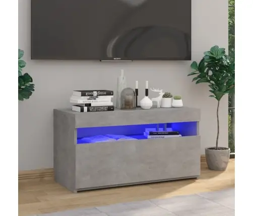 Tv Skapītis Ar Led Lampiņām, Betona Pelēks, 75X35X40 Cm Vidaxl