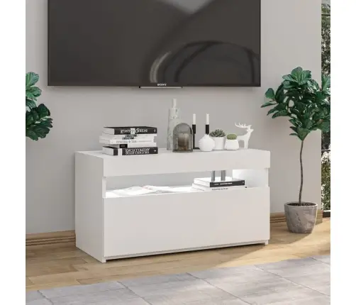Tv Skapītis Ar Led Lampiņām, Spīdīgi Balts, 75X35X40 Cm Vidaxl