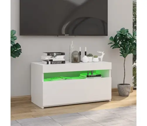 Tv Skapītis Ar Led Lampiņām, Spīdīgi Balts, 75X35X40 Cm Vidaxl