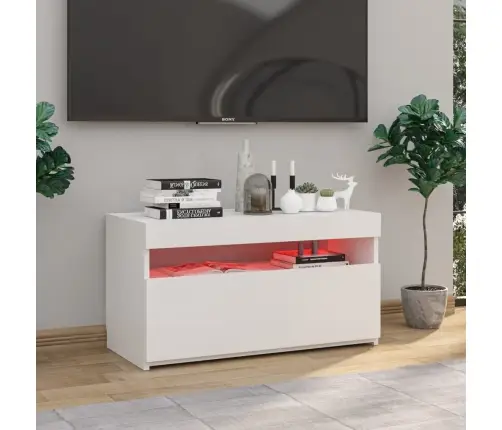 Tv Skapītis Ar Led Lampiņām, Spīdīgi Balts, 75X35X40 Cm Vidaxl