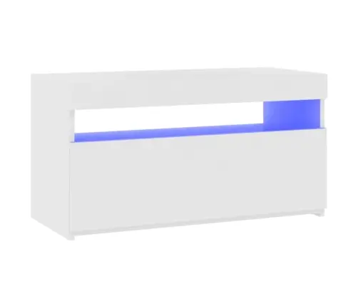 Tv Skapītis Ar Led Lampiņām, Spīdīgi Balts, 75X35X40 Cm Vidaxl