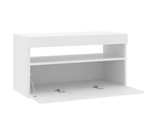 Tv Skapītis Ar Led Lampiņām, Spīdīgi Balts, 75X35X40 Cm Vidaxl