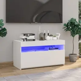 Tv Skapītis Ar Led Lampiņām, Spīdīgi Balts, 75X35X40 Cm Vidaxl