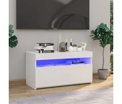 Tv Skapītis Ar Led Lampiņām, Spīdīgi Balts, 75X35X40 Cm Vidaxl