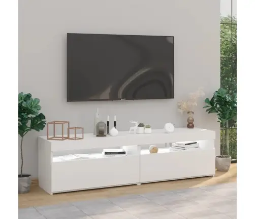 Telerialus Led-Tuledega 2 Tk, Kõrgläikega Valge, 75X35X40 Cm Telerialus Led-Tuledega 2 Tk, Kõrgläikega Valge, 75X35X40 Cm