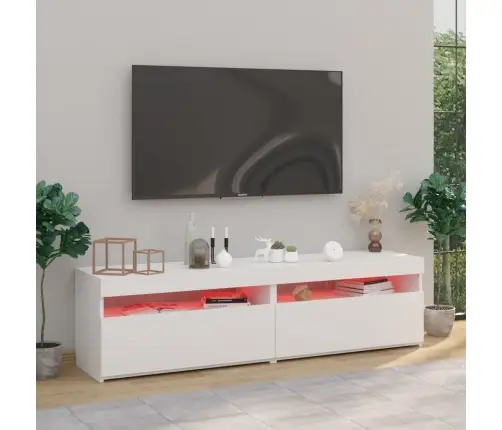 Telerialus Led-Tuledega 2 Tk, Kõrgläikega Valge, 75X35X40 Cm Telerialus Led-Tuledega 2 Tk, Kõrgläikega Valge, 75X35X40 Cm