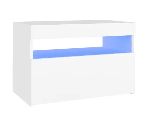 Tv Galdiņš Ar Led Lampiņām, 60X35X40 Cm, Balts Vidaxl