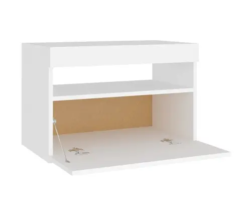 Tv Galdiņš Ar Led Lampiņām, 60X35X40 Cm, Balts Vidaxl