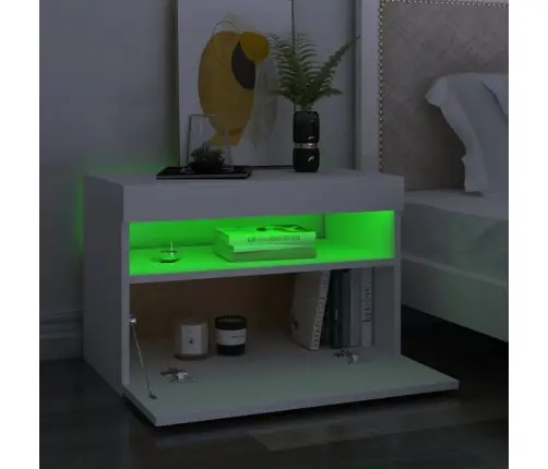 Tv Galdiņš Ar Led Lampiņām, 60X35X40 Cm, Balts Vidaxl
