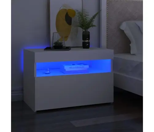 Tv Galdiņš Ar Led Lampiņām, 60X35X40 Cm, Balts Vidaxl
