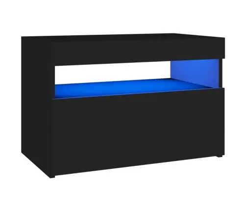 Tv Galdiņš Ar Led Lampiņām, Melns, 60X35X40 Cm Vidaxl
