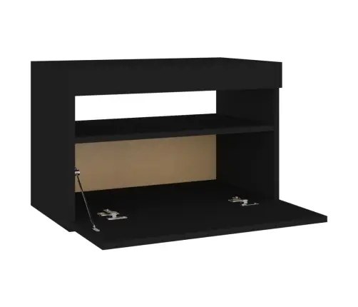 Tv Galdiņš Ar Led Lampiņām, Melns, 60X35X40 Cm Vidaxl