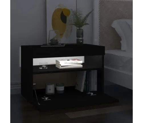 Tv Galdiņš Ar Led Lampiņām, Melns, 60X35X40 Cm Vidaxl
