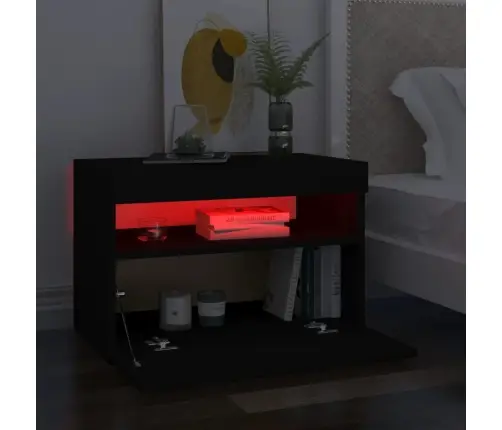 Tv Galdiņš Ar Led Lampiņām, Melns, 60X35X40 Cm Vidaxl