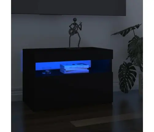 Tv Galdiņš Ar Led Lampiņām, Melns, 60X35X40 Cm Vidaxl
