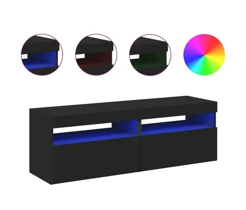 Tv Galdiņi Ar Led Lampiņām, 2 Gab., 60X35X40 Cm, Melni Vidaxl