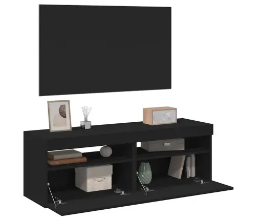 Tv Galdiņi Ar Led Lampiņām, 2 Gab., 60X35X40 Cm, Melni Vidaxl