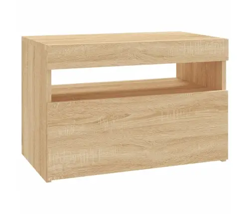 Tv Galdiņš Ar Led Lampiņām, Ozolkoka Krāsā, 60X35X40 Cm Vidaxl