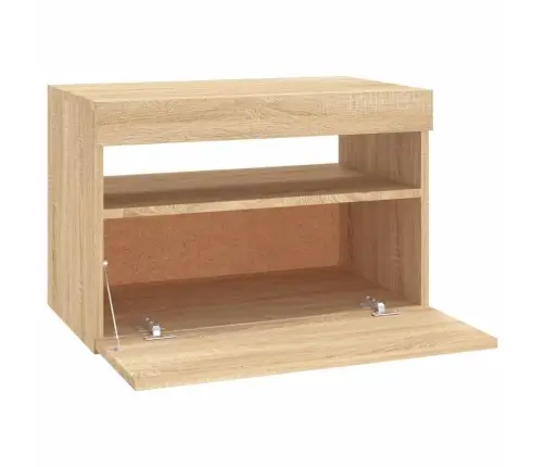 Tv Galdiņš Ar Led Lampiņām, Ozolkoka Krāsā, 60X35X40 Cm Vidaxl