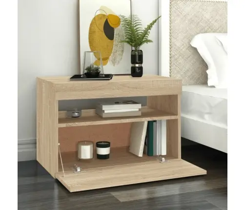 Tv Galdiņš Ar Led Lampiņām, Ozolkoka Krāsā, 60X35X40 Cm Vidaxl