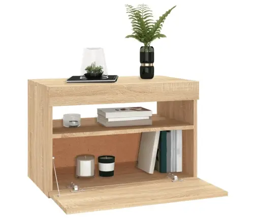 Tv Galdiņš Ar Led Lampiņām, Ozolkoka Krāsā, 60X35X40 Cm Vidaxl