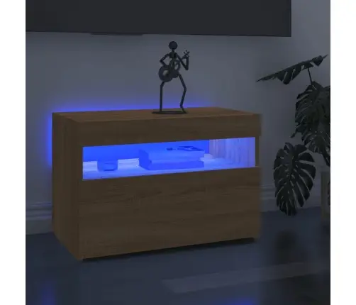 Tv Galdiņš Ar Led Lampiņām, Ozolkoka Krāsā, 60X35X40 Cm Vidaxl