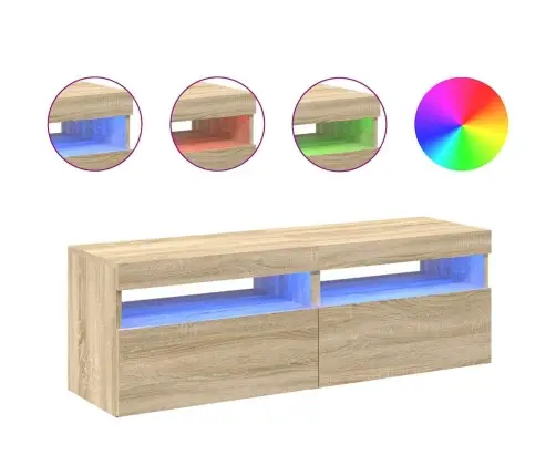 Tv Spintelės Su Led Apšvietimu, 2Vnt., Ąžuolo, 60X35X40Cm