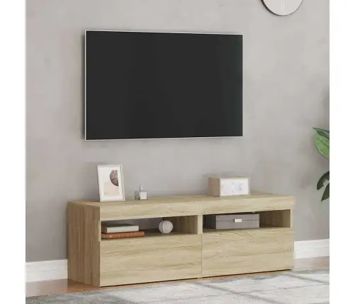 Tv Spintelės Su Led Apšvietimu, 2Vnt., Ąžuolo, 60X35X40Cm