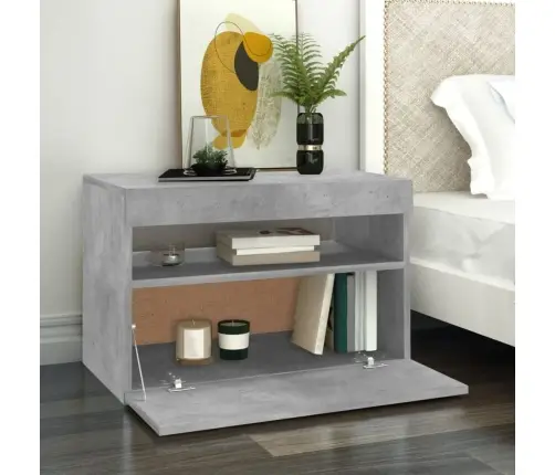 Televizoriaus Spintelė Su Led, Betono Pilka, 60X35X40Cm