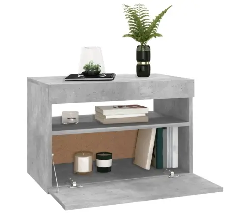 Televizoriaus Spintelė Su Led, Betono Pilka, 60X35X40Cm