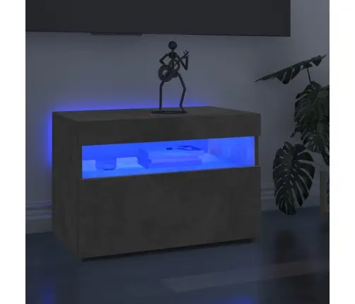 Televizoriaus Spintelė Su Led, Betono Pilka, 60X35X40Cm