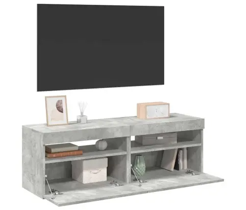 Tv Galdiņi Ar Led Lampiņām, 2 Gab., 60X35X40 Cm, Betona Pelēki Vidaxl