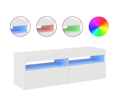 Tv Galdiņi Ar Led Lampiņām, 2 Gab., 60X35X40 Cm, Spīdīgi Balti Vidaxl