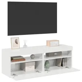 Tv Spintelės Su Led Apšvietimu, 2Vnt., Baltos, 60X35X40Cm