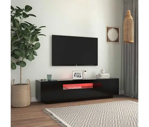 Tv Skapītis Ar Led Apgaismojumu, 160X35X40 Cm, Melns Vidaxl