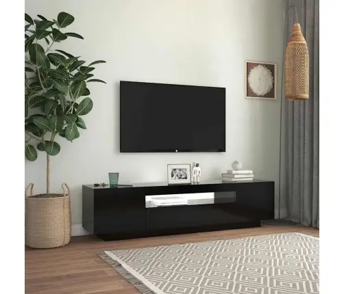 Tv Skapītis Ar Led Apgaismojumu, 160X35X40 Cm, Melns Vidaxl