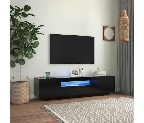 Tv Skapītis Ar Led Apgaismojumu, 160X35X40 Cm, Melns Vidaxl