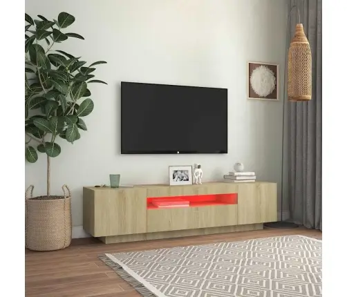 Tv Skapītis Ar Led Lampiņām, 160X35X40 Cm, Ozolkoka Krāsa Vidaxl