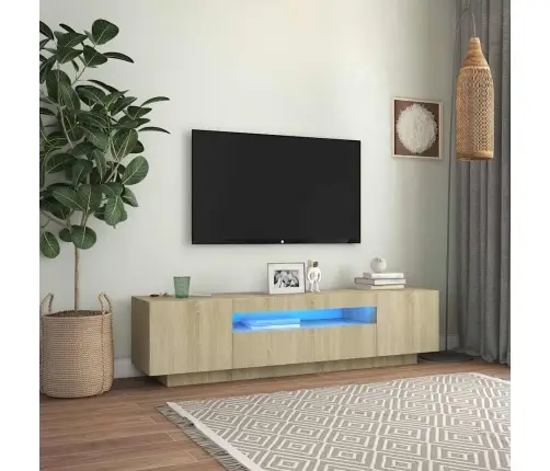 Tv Skapītis Ar Led Lampiņām, 160X35X40 Cm, Ozolkoka Krāsa Vidaxl