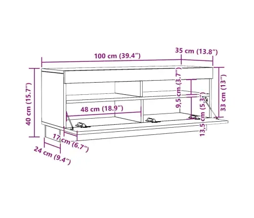 Televizoriaus Spintelė, Baltos Spalvos, 100X35X40cm Mediena