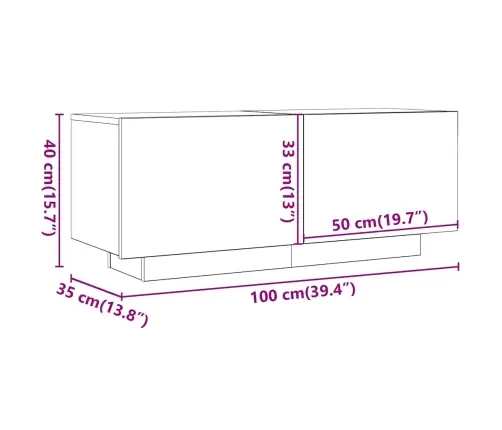 Televizoriaus Spintelė, Ąžuolo, 100X35X40cm Apdirbta Mediena