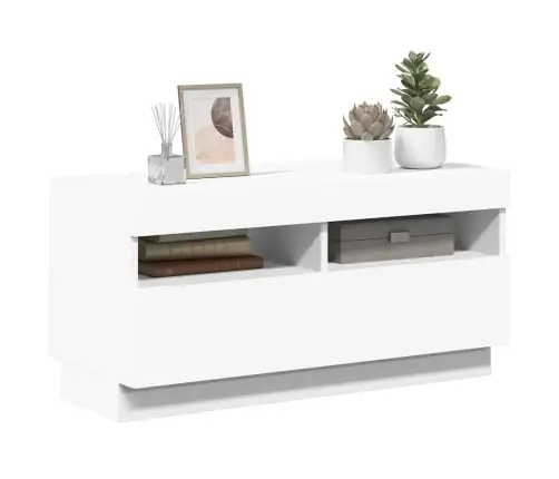 Televizoriaus Spintelė Su Led Apšvietimu, Balta, 80X35X40Cm