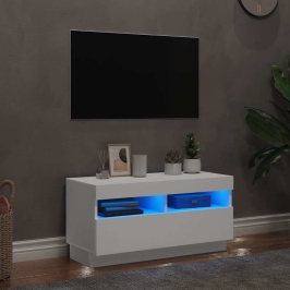 Tv Skapītis Ar Led Lampiņām, 80X35X40 Cm, Balts Vidaxl