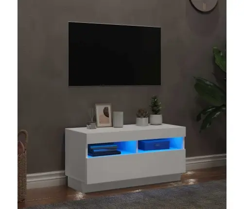 Televizoriaus Spintelė Su Led Apšvietimu, Balta, 80X35X40Cm
