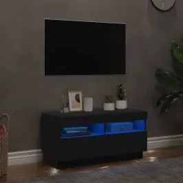 Tv Skapītis Ar Led Lampiņām, 80X35X40 Cm, Melns Vidaxl