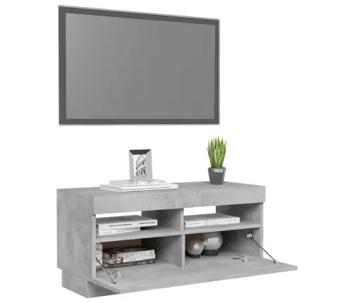 Tv Skapītis Ar Led Lampiņām, 80X35X40 Cm, Betona Pelēks Vidaxl