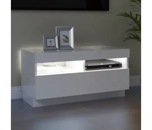 Tv Skapītis Ar Led Lampiņām, Spīdīgi Balts, 80X35X40 Cm Vidaxl