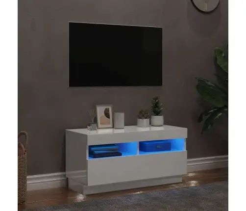 Tv Skapītis Ar Led Lampiņām, Spīdīgi Balts, 80X35X40 Cm Vidaxl